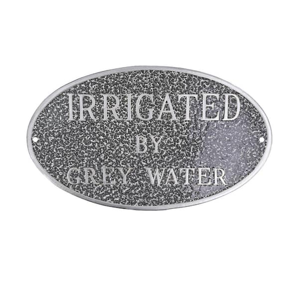 Montague Metal Products 8.5 in. x 13 in. Standard Oval Irrigated By Grey Water Statement Plaque Sign - Swedish Iron