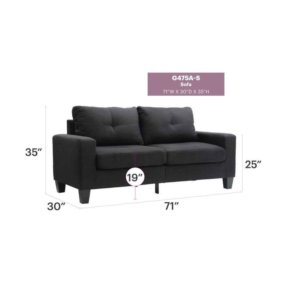 Newbury Black Faux Leather Tufted Chesterfield Sofa with Wooden Frame