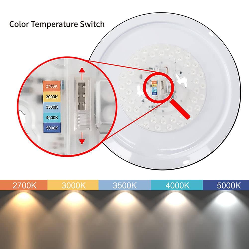 15 in. Modern Ring Slim Selectable LED Flush Mount Ceiling Light Fixture Matte Black For Kitchen Bedroom Living Room