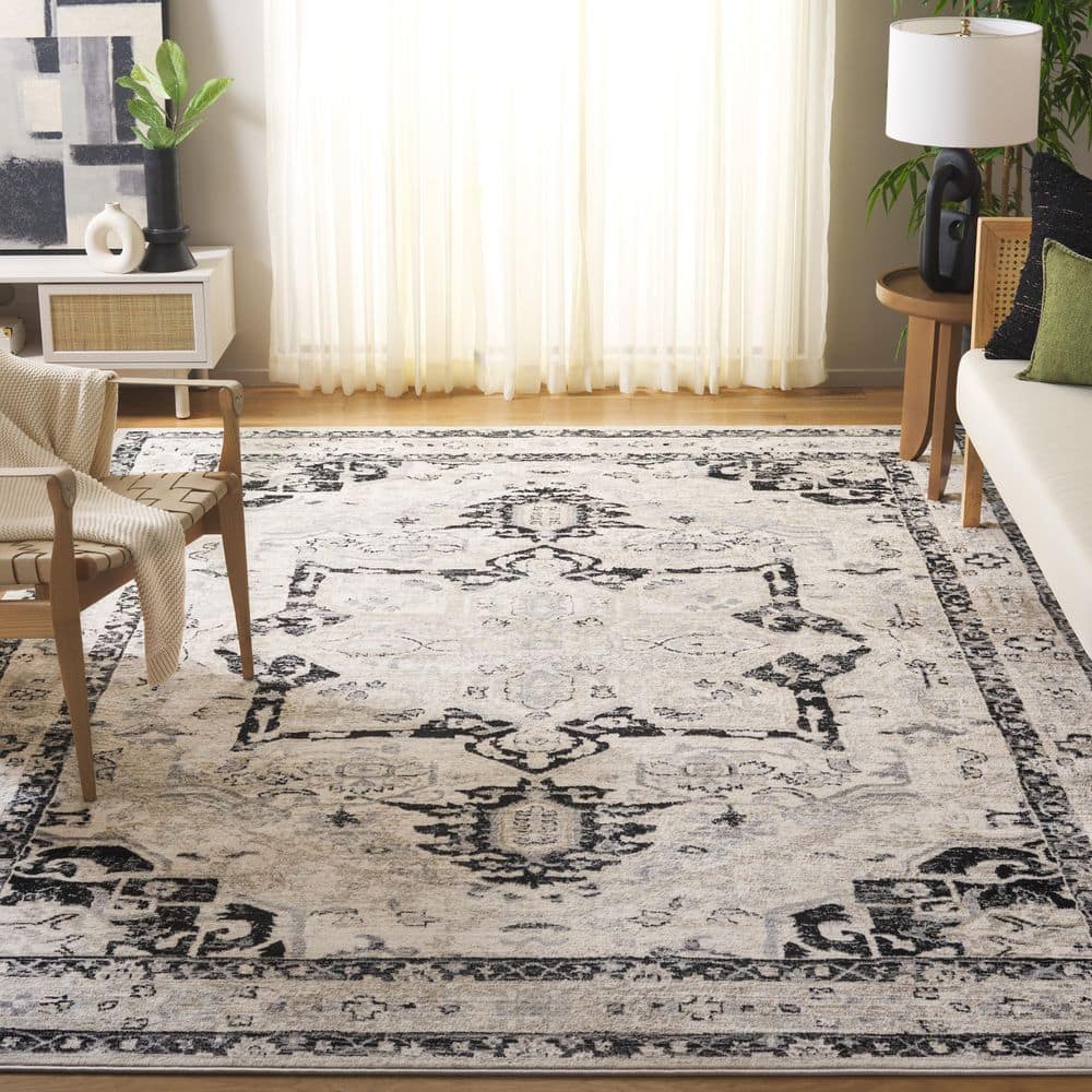 Brentwood 8 ft. x 10 ft. Ivory/Black Border Medallion Area Rug price history on PriceWatchPro