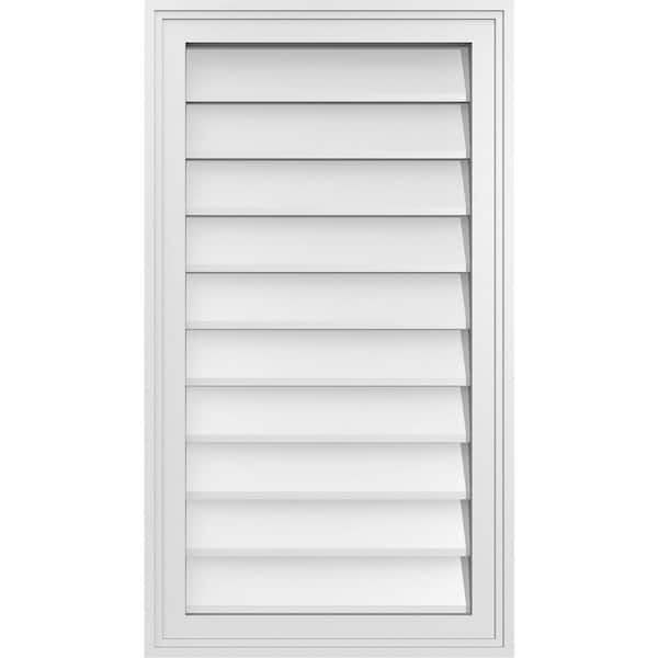 Ekena Millwork 18" x 32" Vertical Surface Mount PVC Gable Vent: Non-Functional with Brickmould Frame