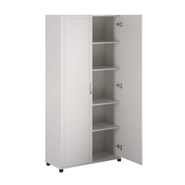 Mlezan Steel Wardrobe 72 H x 17.7D x 35.4W Combination Storage Cabinet with Clothes Rod and 4 Shelves 2 Lockable Doors, White01