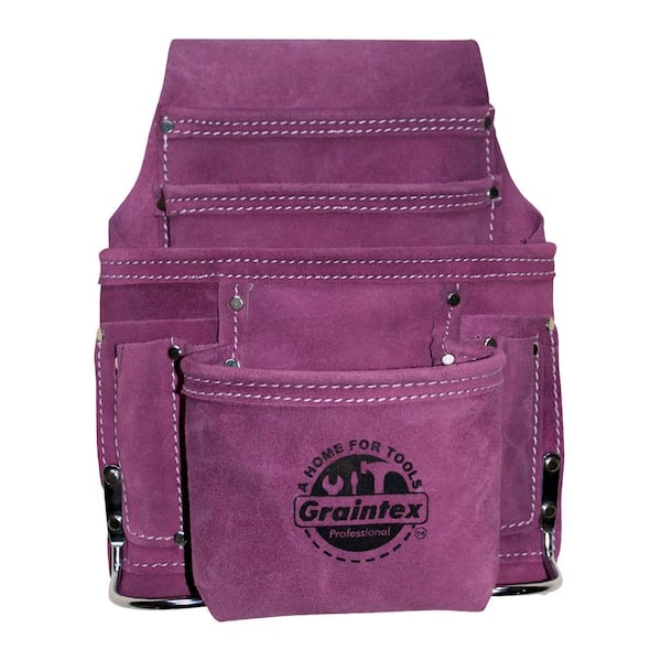 Graintex Purple Suede 10-Pocket Leather Nail and Tool Pouch