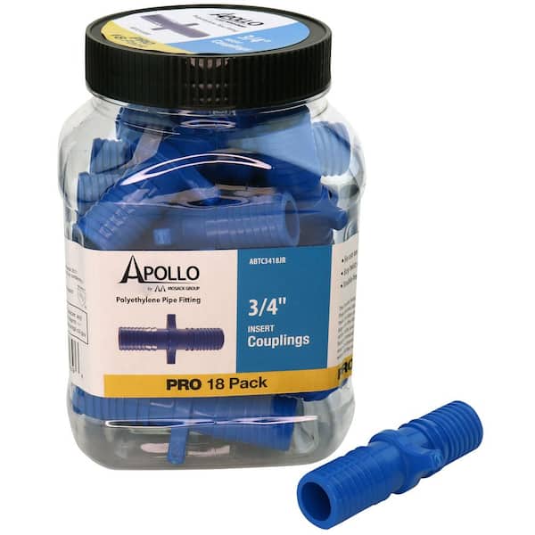 3/4 in. Barb Insert Blue Twister Polypropylene Coupling Fitting Jar (18-Pack)