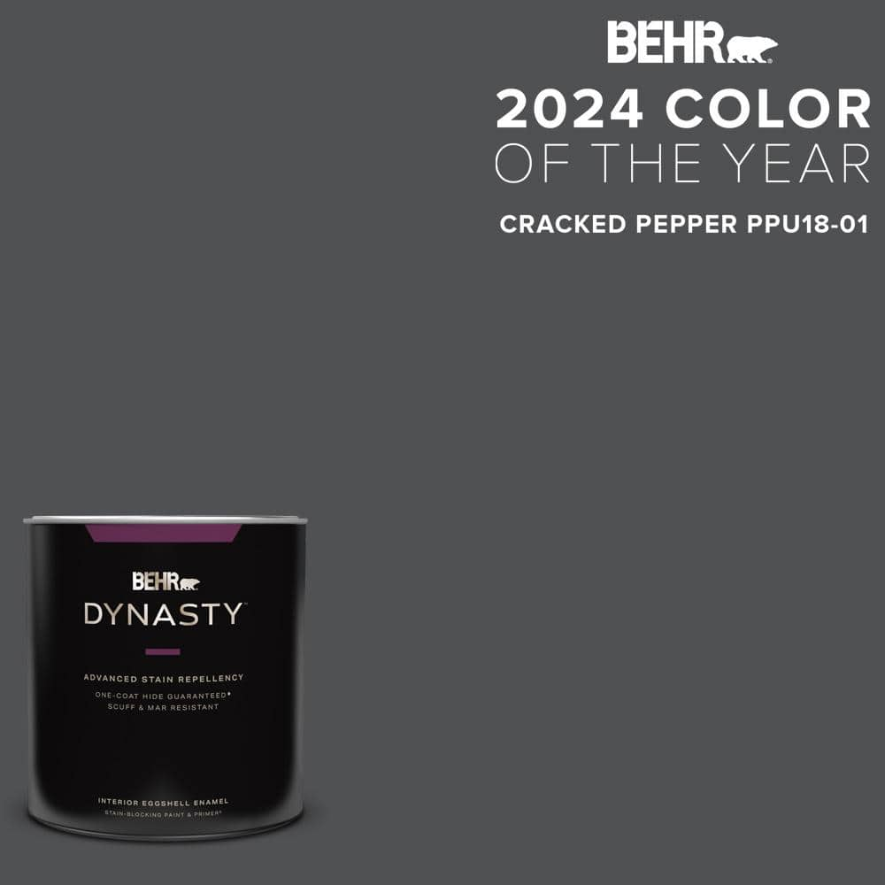 BEHR DYNASTY 1 qt. #PPU18-01 Cracked Pepper One-Coat Hide Eggshell Enamel  Interior Stain-Blocking Paint & Primer 265304 - The Home Depot