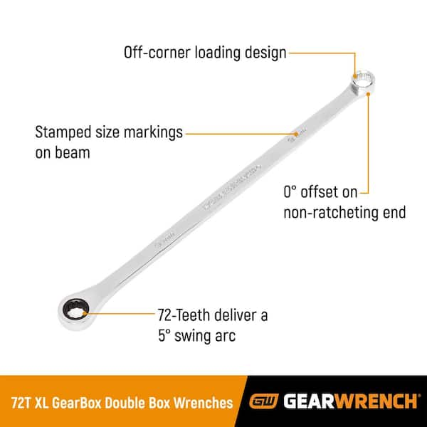 GEARWRENCH 72-Tooth 12-Point SAE XL GearBox Double Box Ratcheting