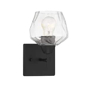Camrin 5.5 in. 1-Light Black Vanity Light with Clear Glass Shade