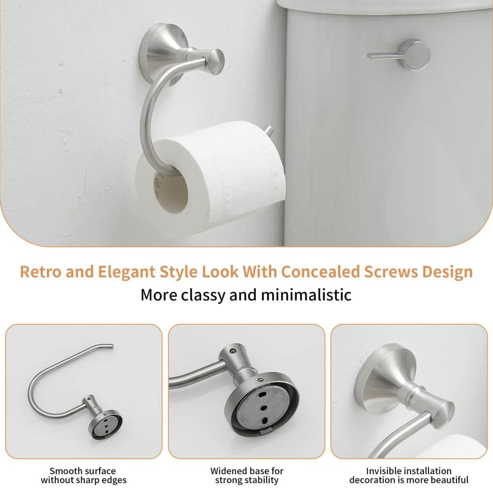 Brushed Nickel Wall Mounted Round Toilet Paper Holder