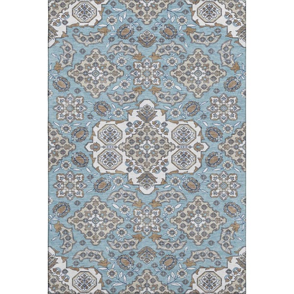 Max185 Rug Addison Rugs Mayfield Premium Machine Washable Abstract AMF1853 Sky 8 ...