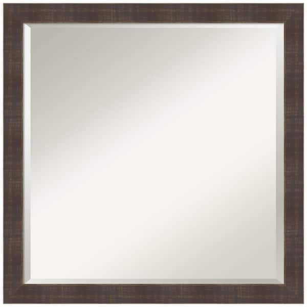 Whiskey 22 in. W x 22 in. H Framed Square Beveled Edge Bathroom Vanity Mirror in Dark Brown Distressed