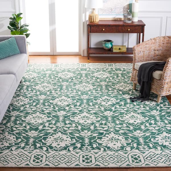 Dip Dye 9 ft. x 12 ft. Dark Green/Ivory Oriental Area Rug