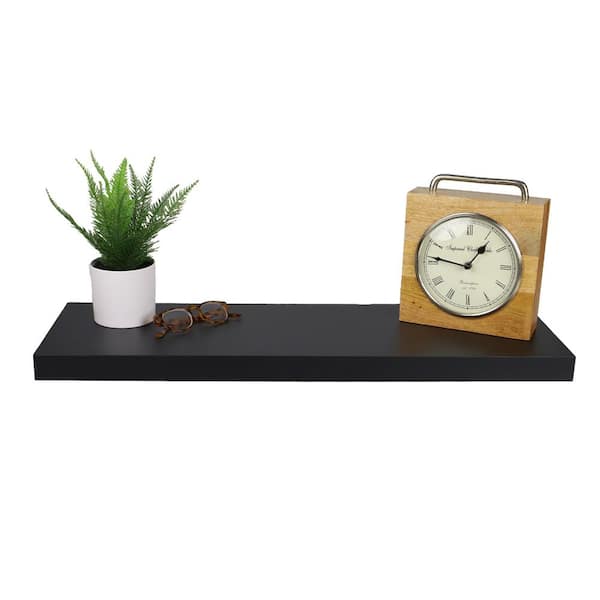 Home Basics 30 in. W x 9.25 in. D Black MDF Floating Decorative Wall Shelf