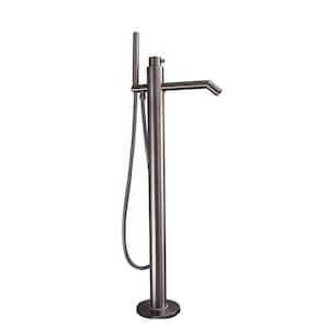 Slaton Single-Handle Freestanding Tub Faucet with Hand Shower in Brushed Stainless