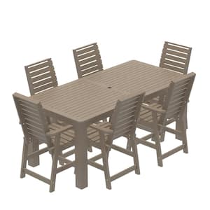 Glennville Woodland Brown Plastic Outdoor Counter Height Dining Set in Woodland Brown (Set of 6)