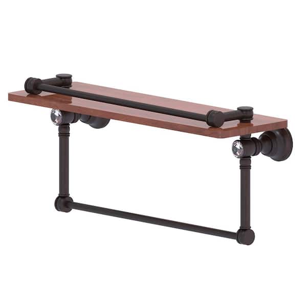 Allied Brass Carolina Crystal 16 in. W 7.4 in. H x 5.54 in. D Brass Rectangular Gallery Wood Shelf in Venetian Bronze