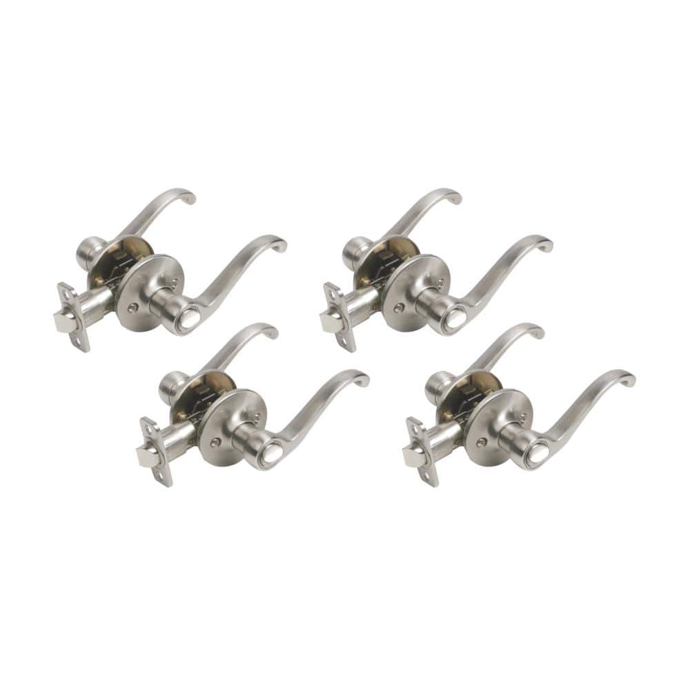 Scroll Satin Nickel Privacy Bed/Bath Door Handle (4-Pack) price history on PriceWatchPro