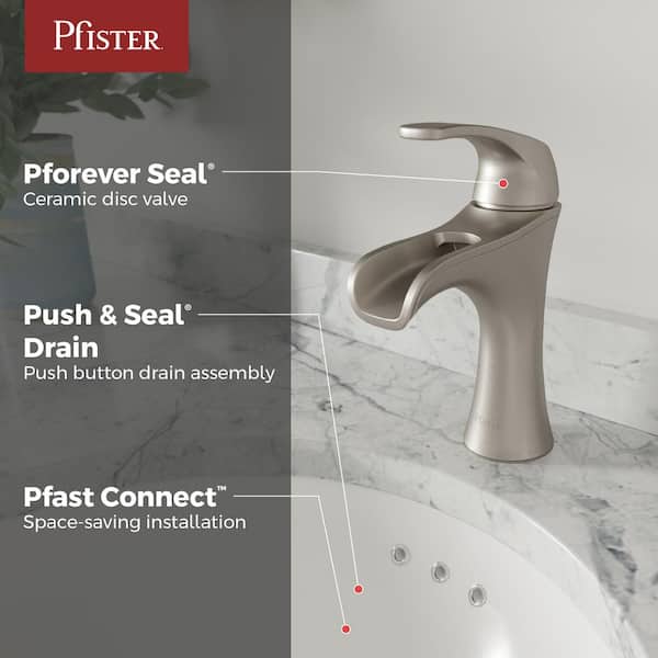 Jaida Single Handle Single Hole Bathroom Faucet with Deckplate in Spot Defense Brushed Nickel