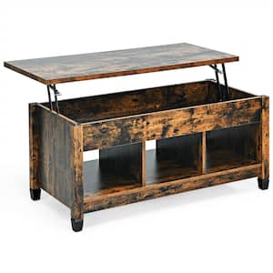 41 in. x 24.5 in. H Coffee Rectangle Wood Lift Top Coffee Table with Hidden Compartment and Storage Shelves