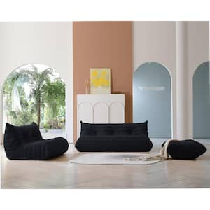69 in. Armless 3-Piece 5-Seater Removable Cushions Sofa in Black