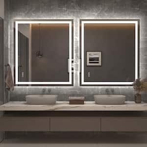 40 in. W x 36 in. H Rectangular Frameless Front & Back Lighted Anti-Fog Wall Bathroom Vanity Mirror, Tempered Glass, ETL