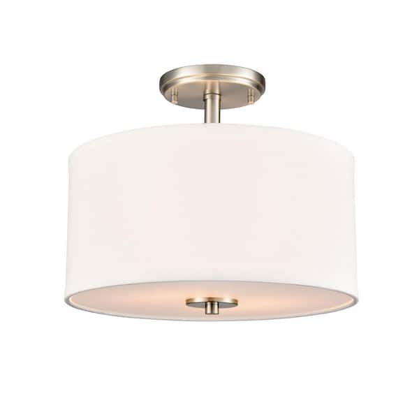 Guyten 13 in. Wide 2-Light Semi Flush-Brushed Nickel