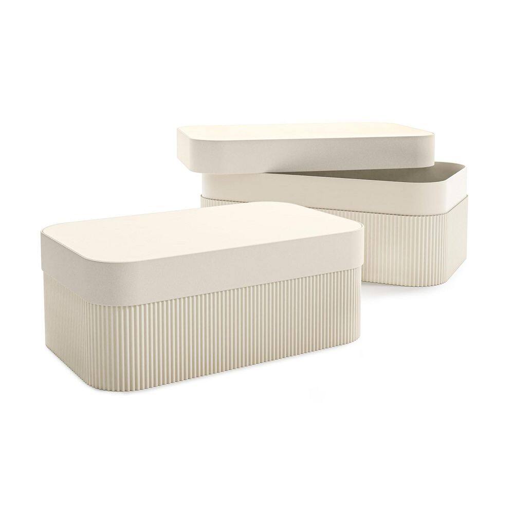 Dracelo Beige 11.7 in. x 4.3 in. Plastic Decorative Beautiful Fluted ...