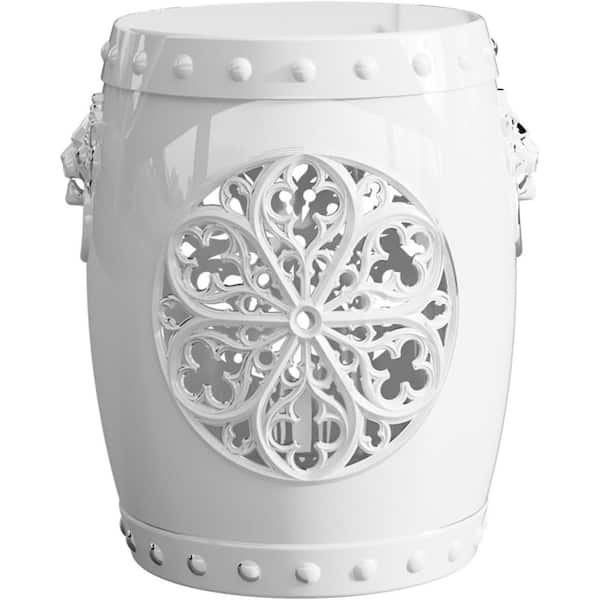 White Plastic ' 3-in-1 Garden Stool Side Table Storage Box for Living Room, Garden Room, Patio