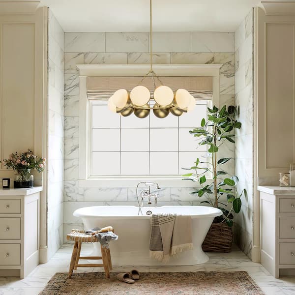 LLHZSY 33.86 in. 10-Light Brass Pendant Round Cluster