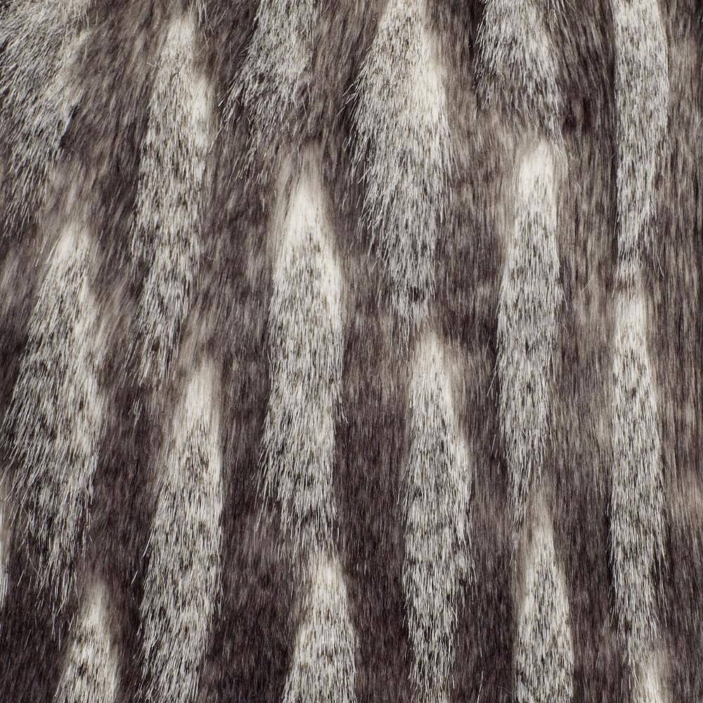 Black and Gray Faux Fur 20" Throw Pillow