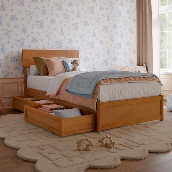 AFI Norla Light Toffee Natural Bronze Wood Frame Twin Platform Bed