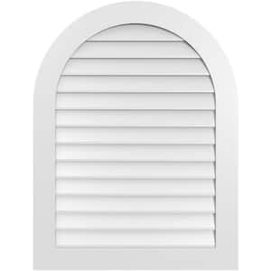 32 in. x 42 in. Round Top Surface Mount PVC Gable Vent: Decorative with Standard Frame