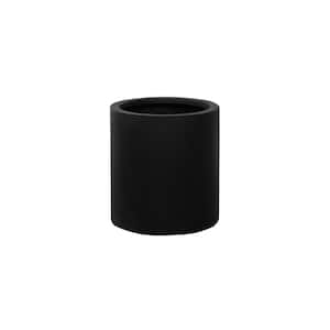 Small 11.8 in. Tall Black Max Fiberstone Indoor Outdoor Modern Round Planter