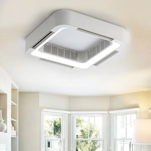 23 in. Indoor White Flush Mount Modern LED Dimmable Ceiling Fans with Remote Control, 3-Light Color Change and 6 Speeds