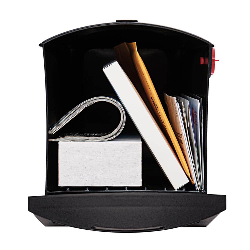 Patriot Medium Black Plastic Post Mount Mailbox