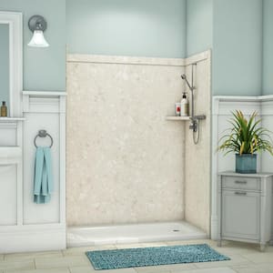 Adaptable 60 in. x 60 in. x 80 in. 9-Piece Easy Up Adhesive Alcove Shower Surround in Calabria