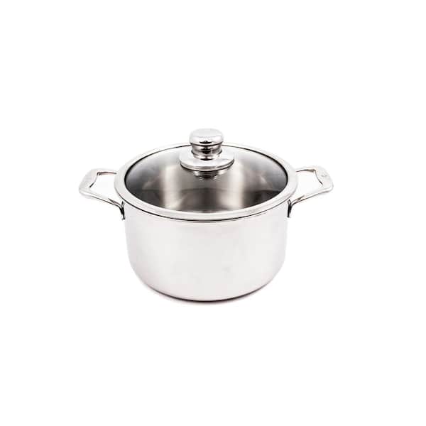 Swiss Diamond Premium Clad 6.3 qt. Round Stainless Steel Dutch Oven with Glass Lid