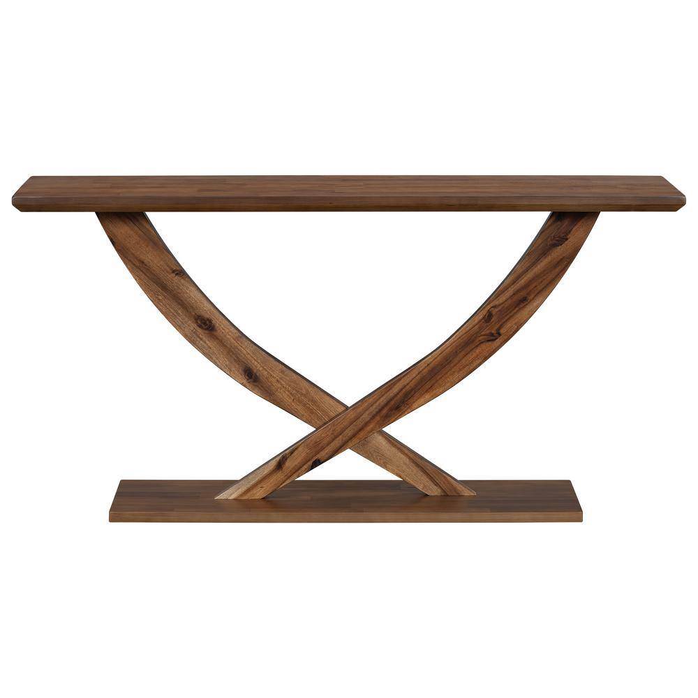 57 in. L Brown Rectangle Wood Console Table,Rustic Entryway Table,Sofa Table Thicken Accent Tables with Cross-Leg Design