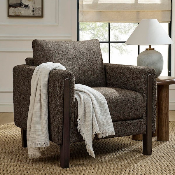 Hawken Boucle Fabric Accent Armchair in Antique Espresso