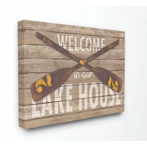 30 in. x 40 in. "Welcome Lake House Country Home Word" by Stephanie Workman Marrott Canvas Wall Art