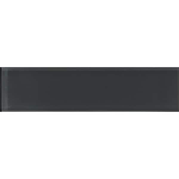 Apollo Tile Dark Gray 3 in. x 12 in. Polished Glass Mosaic Tile Sample (0.25 sq. ft./Piece)