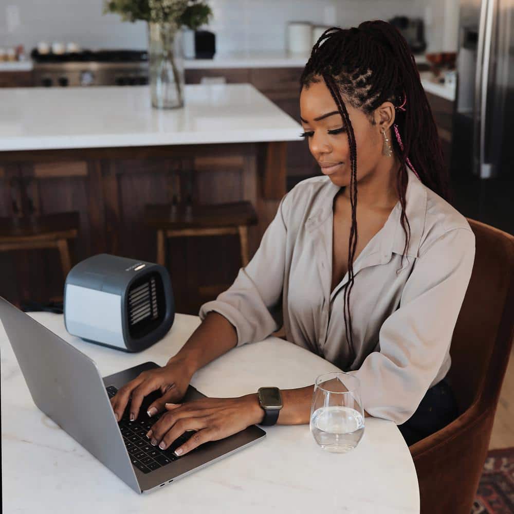 Gray Portable USB-Powered Personal Air Cooler and Humidifier