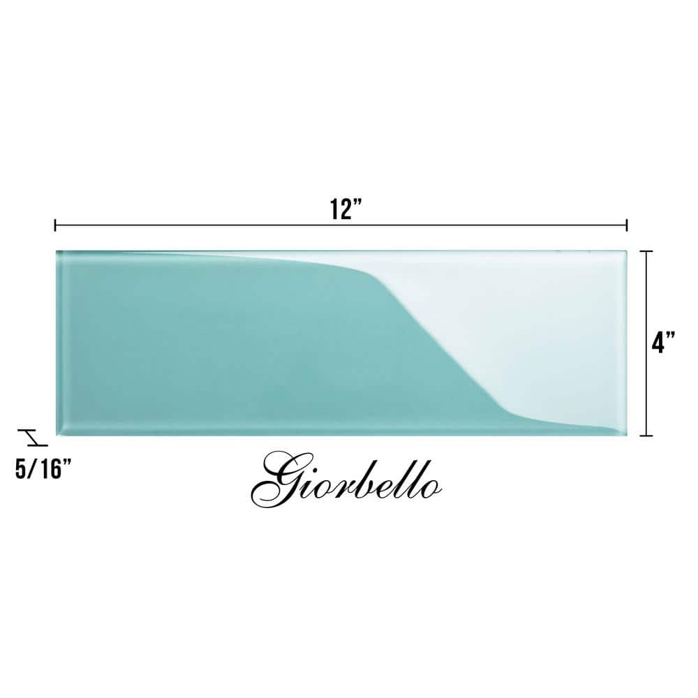 Teal 12" x 4" Glass Subway Tile for Bathroom and Kitchen