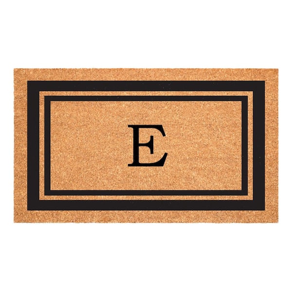 Calloway Mills Black Border Monogram Door Mat 18 in. x 30 in. (Letter E)