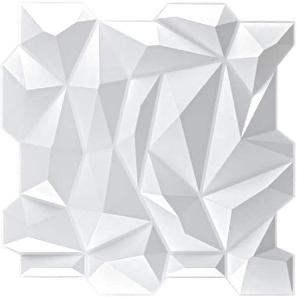 Art3d PVC 3D Diamond Wall Panel Jagged Matching-Matt White, for Residential and Commercial Interior Decor A10047