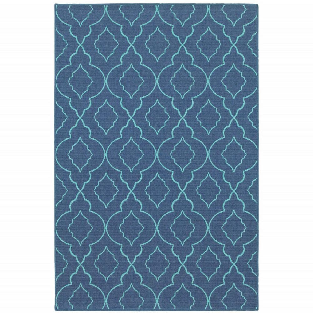 Blue 5 ft. x 8 ft. Loomed Geometric Polypropylene Rectangle Indoor/Outdoor Area Rug price history on PriceWatchPro