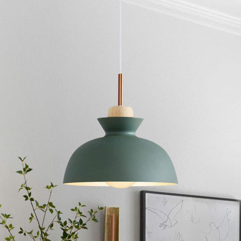 HUOKU Potlid Scandinavian 1-Light Dome Pendant Light Green Barn