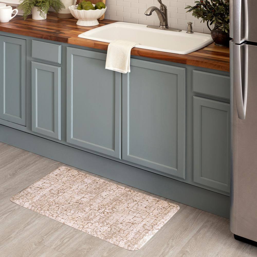 Tan Anti-Fatigue Kitchen Mat with Stain Resistant Polyester