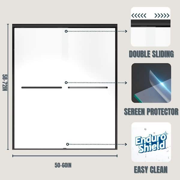 46 in. - 48 in. W x 72 in. H Sliding Framed Shower Door in Matte Black with Clear Glass