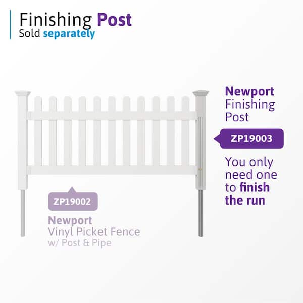 WamBam Fence 3 ft. x 6 ft. Newport Picket Vinyl Fence with No-Dig Steel Pipe Anchor Kit