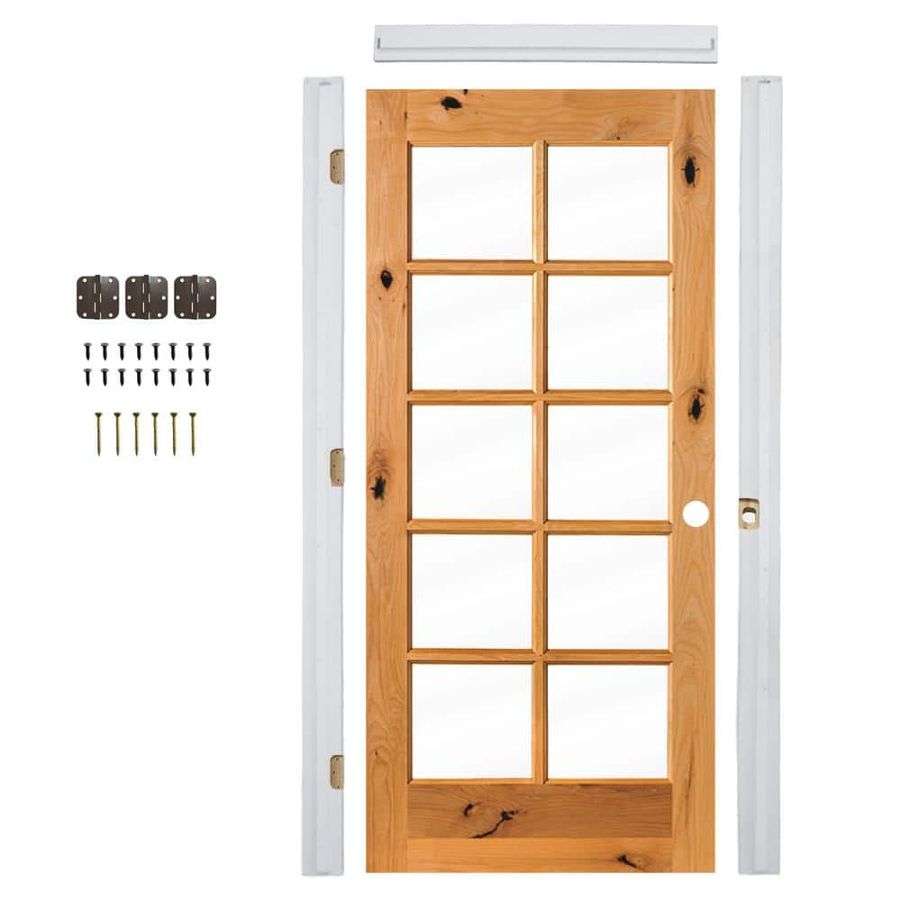 32in.x80in. Left-Hand 10Lite Clear Glass Clear Stain Alder Wood Assembly Required Interior Door Kit w/QuickAssemble Jamb price history on PriceWatchPro